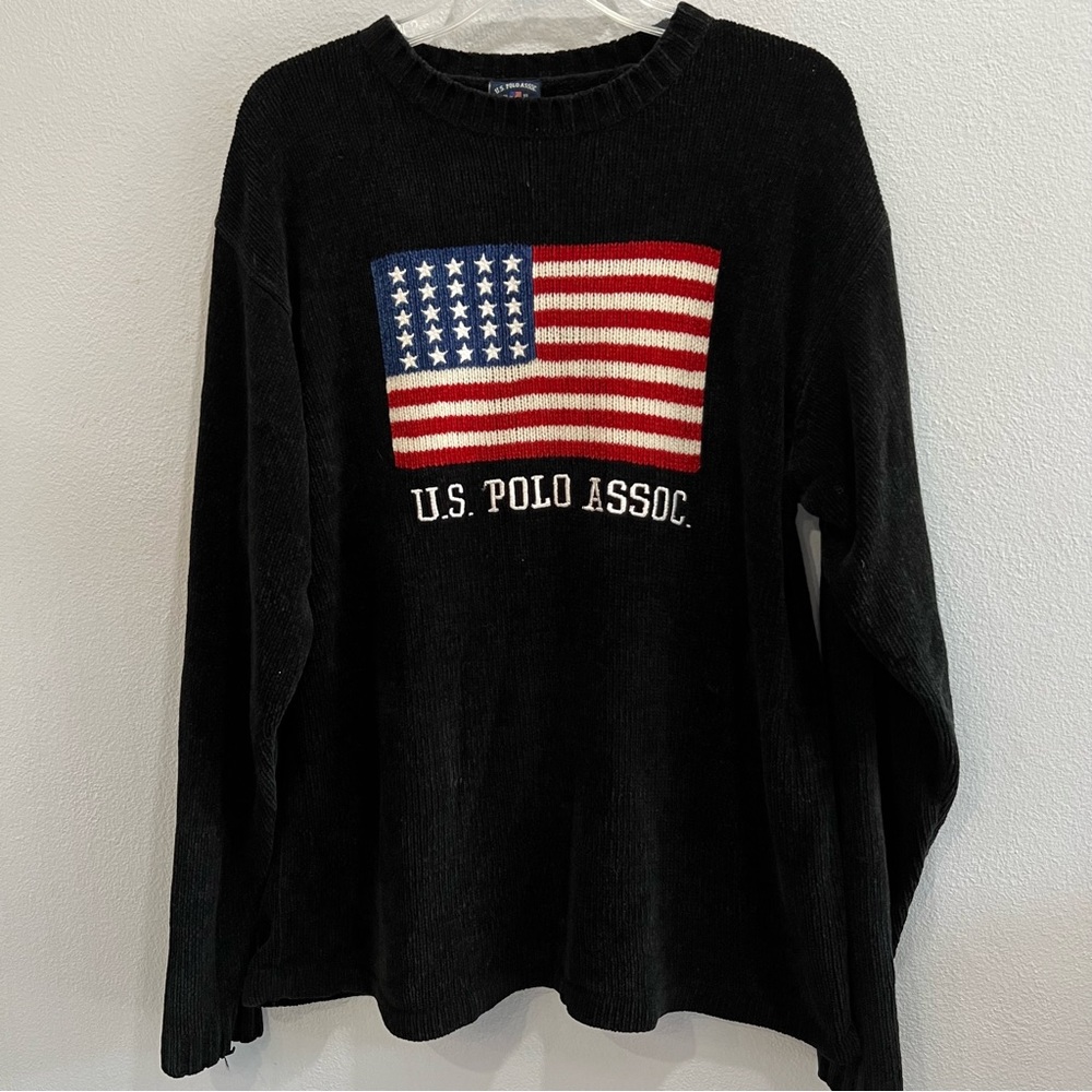 Patriotic Sweater American Flag US Polo Assoc Jeanswear 250th Anniversary L